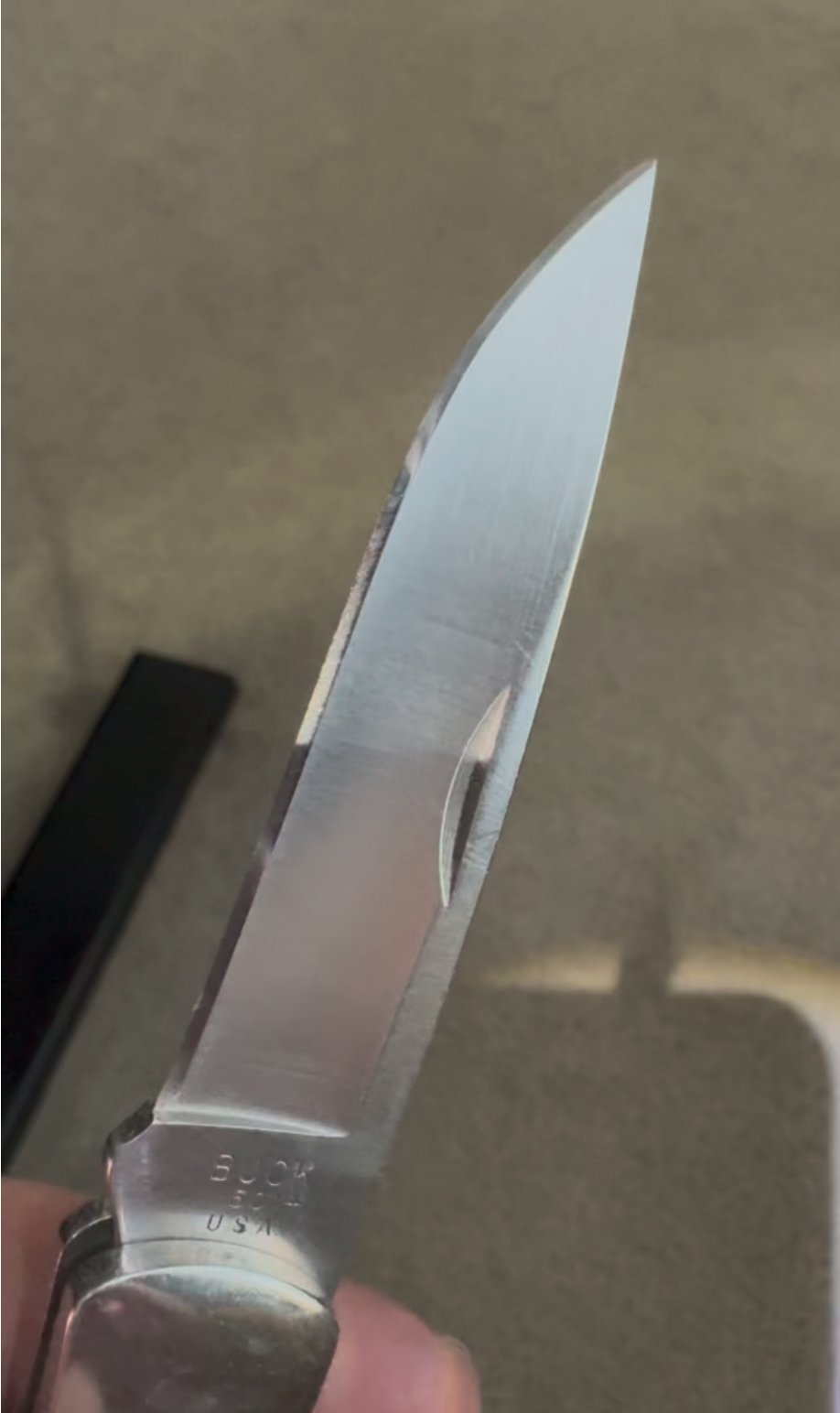 Mirror polished bevel on a Buck 501 pocket knife